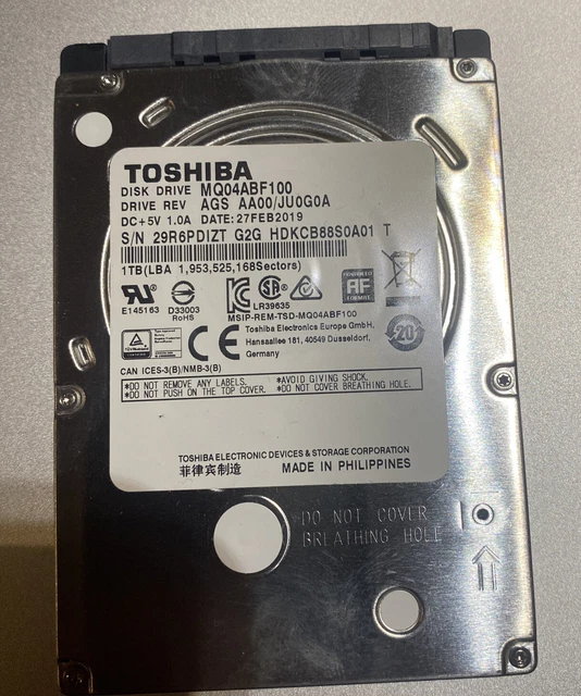 Disque Dur Portable TOSHIBA - 2.5" 1To - MQ04ABF100 - Testé