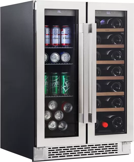 Ca'Lefort 24“ Large Dual Zone Wine Cooler Beverage Refrigerator Built-in Fridge