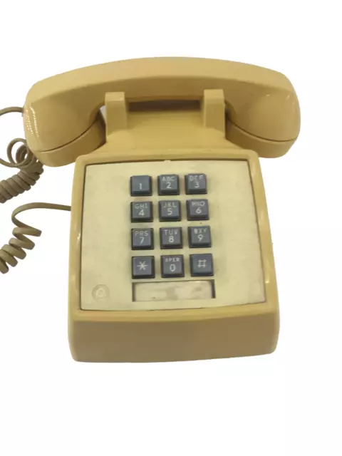 Teléfono con botón pulsador Bell System Western Electric 2500 mm ~ amarillo ~ ¡probado/funciona!