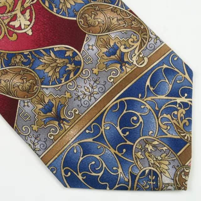 STAFFORD MENS RED Blue Striped Paisley Gold Neck Tie 56