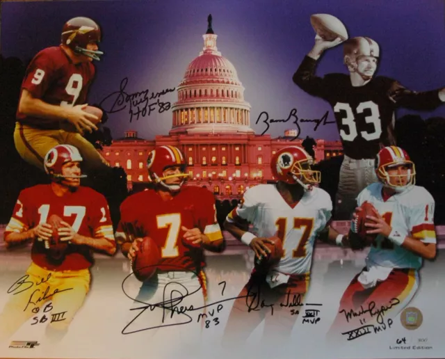 Washington Redskiins autographed 16x20 photo Baugh Jurgensen Theismann Kilmer +2