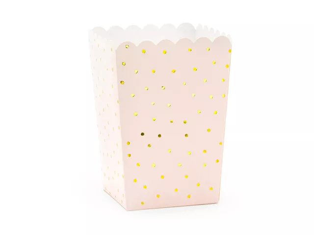 Popcorndosen Punkte, hellrosa, 7x7x12,5cm (1 VPE / 6 Stk.)