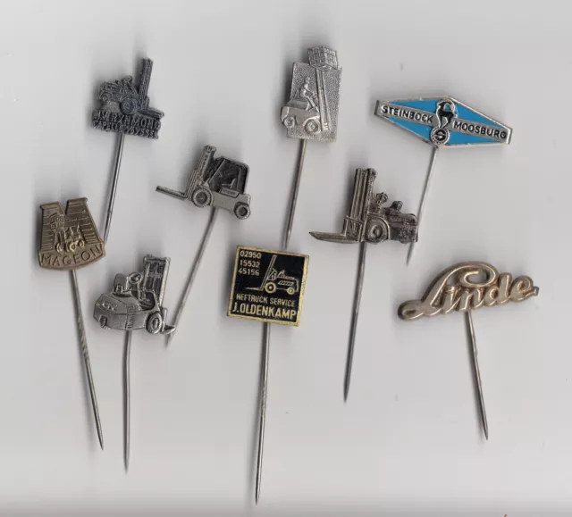 Vintage FORKLIFT TRUCK pin badges 1960s Hyster Mageon Güldner Linde Fork Lift