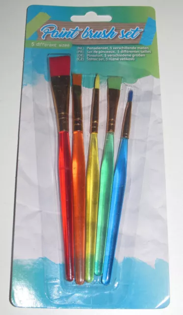 Lot 5 Pinceaux de Couleurs Travaux de Peinture Paint Brus Set