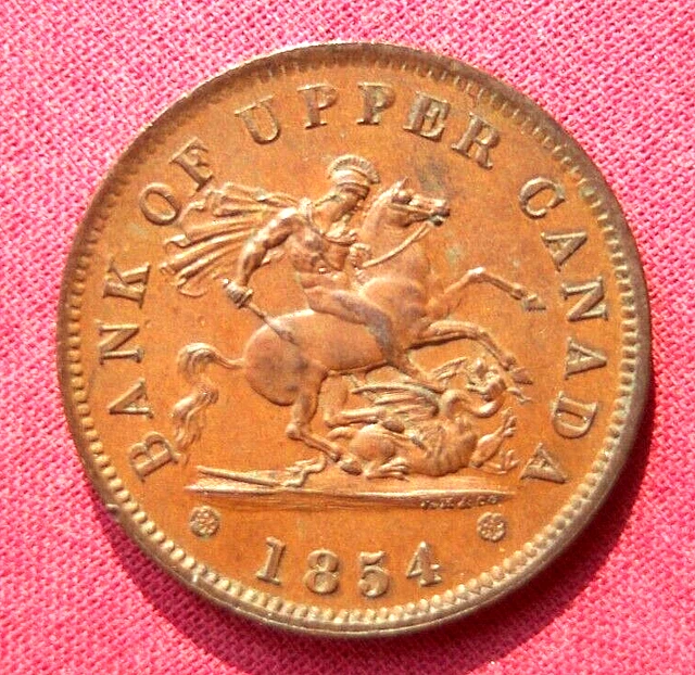1854   Bank of Upper Canada Half Penny Token "Almost Perfect"!
