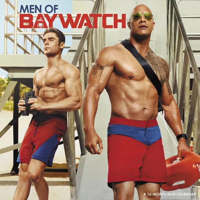 Men of Baywatch Movie 16 Month 2018 Photo Wall Calendar NEW SEALED