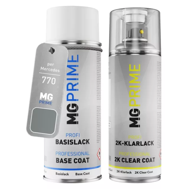 Vernice per auto Bombolette spray 2K per Mercedes 770 Himalayas Grey Bright Met.