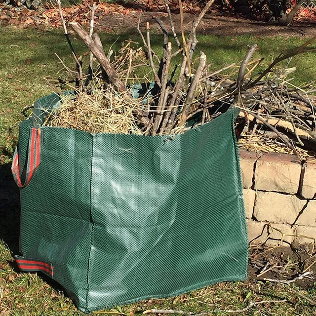 Bolsa de residuos de jardín duradera parque de basura para recoger hojas con asas