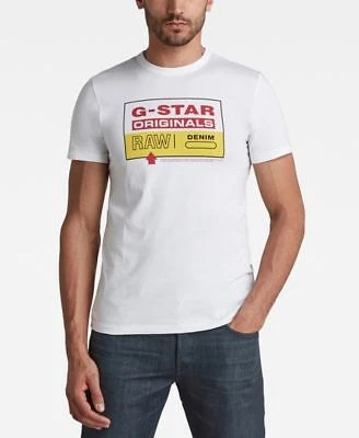 G-Star Raw Mens Color Block Originals Sl White S WHITE Size SMALL S/S