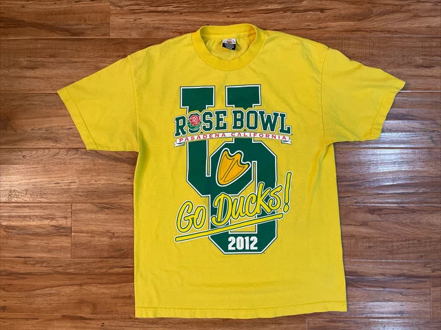 2012 Rose Bowl Game UO Go Ducks 2012 T Shirt Yellow Size Large