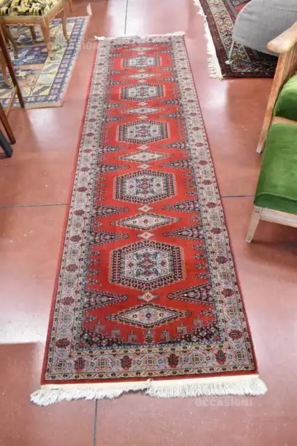 Tappeto Corsia Rosso Azzurro 80x300 Cm