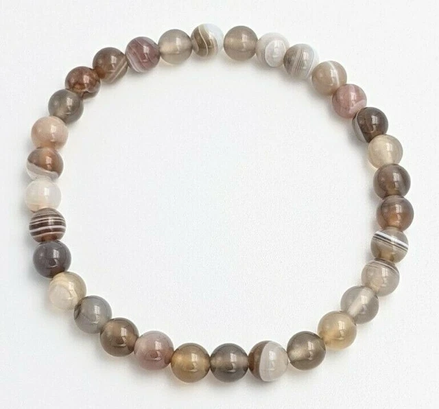 BRACELET EN PIERRE NATURELLE POLIE AGATE DE BOTSWANA bijoux chakra perle 6mm AA