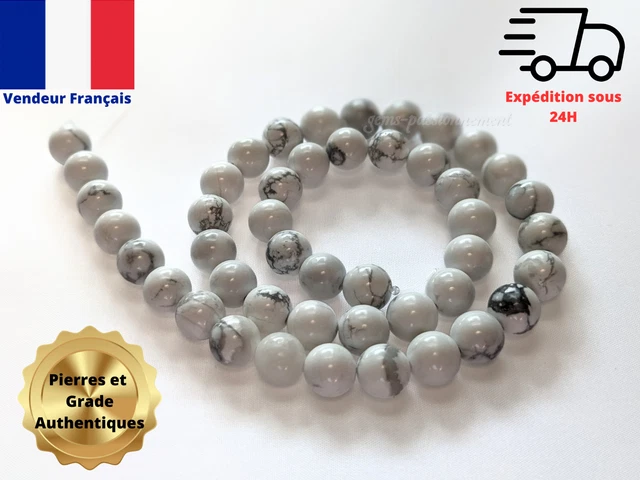 Lot Perles rondes Howlite, Pierre semi-précieuse- 8mm de Grade A- Lithothérapie