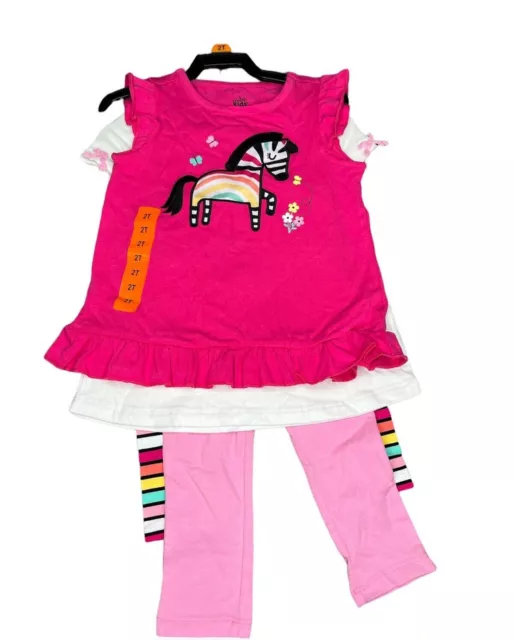 Kids Headquarters Baby Girls 4Pc Top and Leggings Set, zebra Size 2T NWT