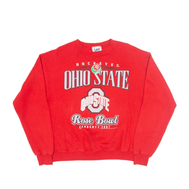 Felpa vintage LEE SPORT Ohio State Buckeyes Rosa Ciotola Rossa anni '90 Uomo XL