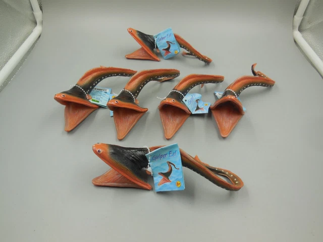 Lot Of 6 Safari Ltd. Glow In The Dark Gulper Eel Fish Figurines / 6 Inches Long