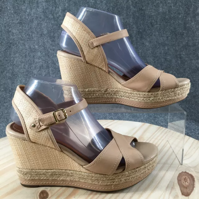 WOMENS 9 M Clarks Artisan Amelia Platform Wedge Heel Sandals Beige