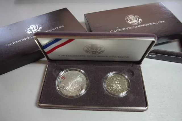 1989-S Proof Commemorative Congressional 2 Coin Set, in Box with no COA