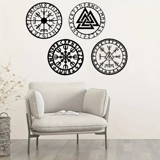 1pc Norse Mythology Viking Compass Wall Sign - Iron Metal Wall Art Decor