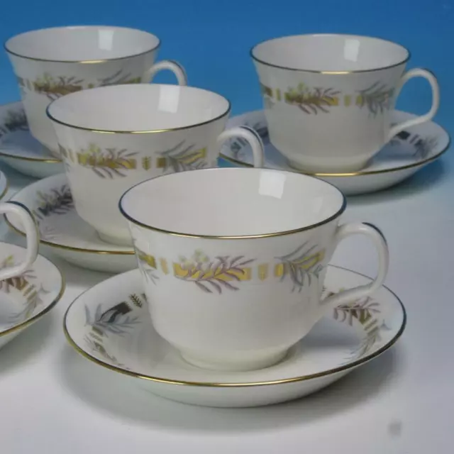 Minton Bone China England - H-5248 Rhapsody - 6 Cups and Saucers