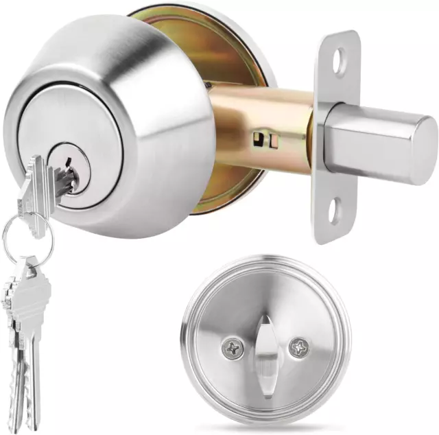 Single Cylinder Deadbolt Exterior Door Keyed Entry with Keys, Dead Bolt Lock for