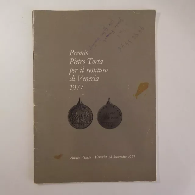 Premio Pietro Torta Restauro Di Venezia 1977 Ateneo Veneto Italia N6579