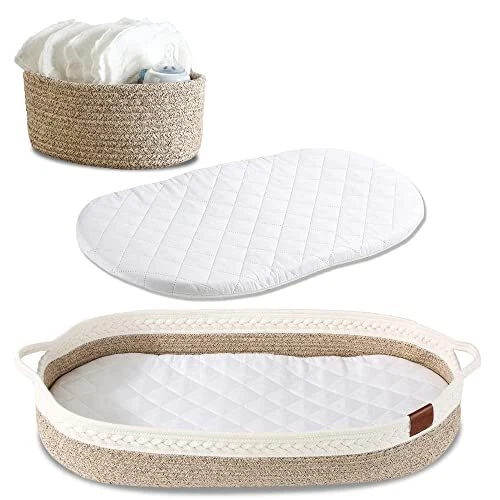 Baby Changing Basket - Diaper Caddy Organizer Moses Diaper Basket Table