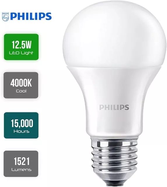 Led Gls Light Bulbs 100W Cool White Es/E27 Screw Frosted 4000K Non-Dim Philips