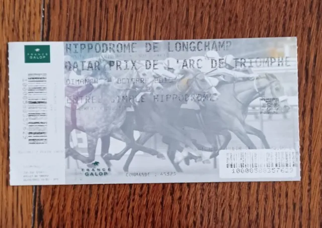 Ticket For  Prix De Larc De Triomphe,  October 2015, At Longchamp