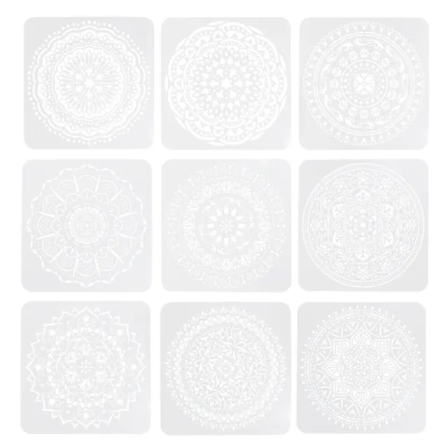 9 Hojas Plástico Mandala Plantilla Papel pintado Piedra Scrapbooking-Herramientas
