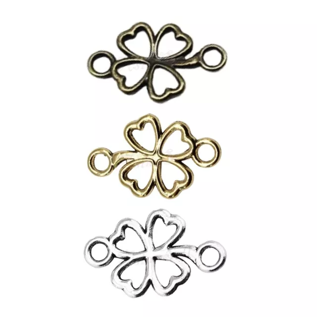 20pcs 20x12mm 4 Leaf Clover Charm Connector Bronze Silver Gold Lucky Charms