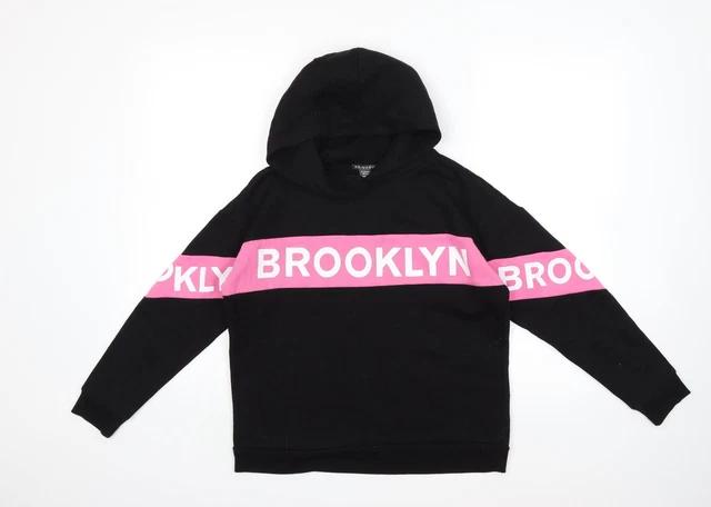 Primark Girls Black  Cotton Pullover Hoodie Size 14 Years   - brooklyn