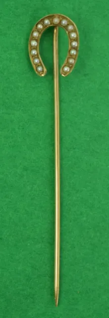 15 Pearl Horse Shoe Gold Victorian Stick Pin