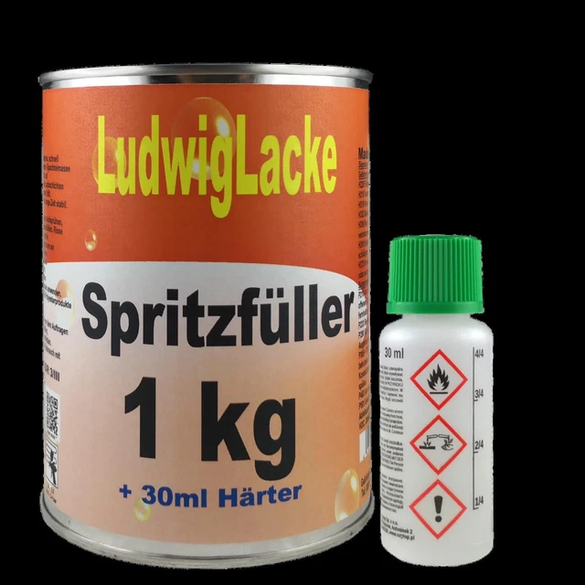 2K Spritzfüller 1kg Spritzspachtel Spachtelmasse Autolack Karosserie 30ml Härter