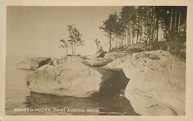 Real Photo Postcard View at Broken Rocks, Port Austin, Michigan #2