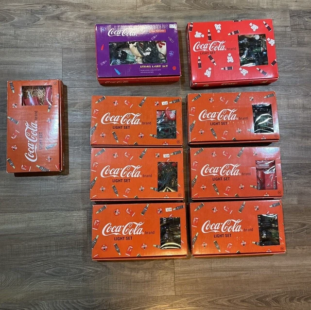 LOT of 8 boxes Coca Cola Christmas String Light Cover Sets BUTTON + A MIX ~ LOOK
