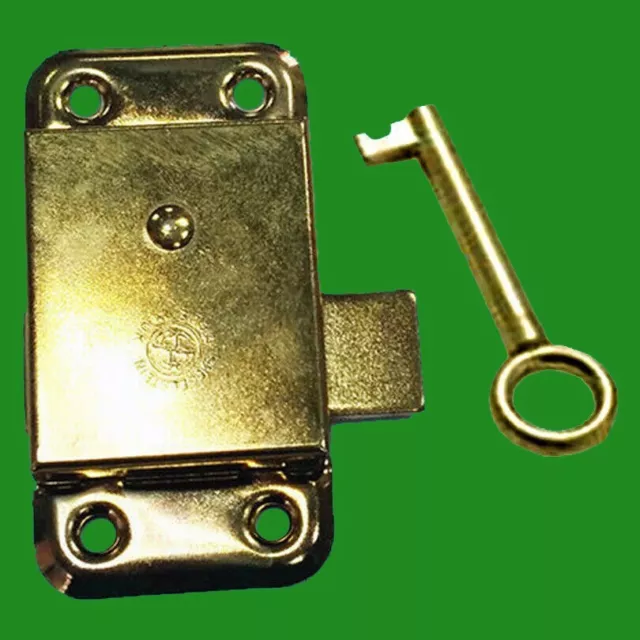 2x 2" Inch 52mm Brass Door Lock & Key For Wardrobe Cupboard Cabinet Desk Drawer