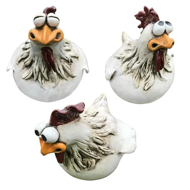 Hühnerzaun Statuen - lustige große Augen Hühnerhenne Skulptur für Gartendekoration UK