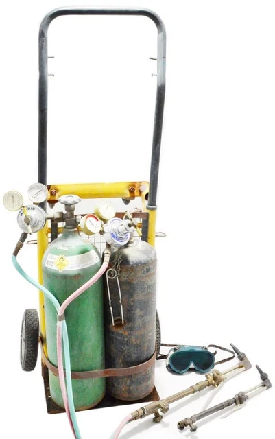 VICTOR/MATHESON CUSTOM WELDING CUTTING OUTFIT w/ HARRIS/CALIFORNIA REGULATORS