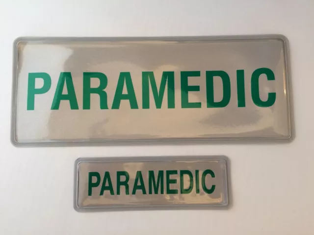 Encapsulated reflective 250mm badge set PARAMEDIC front back slide in style