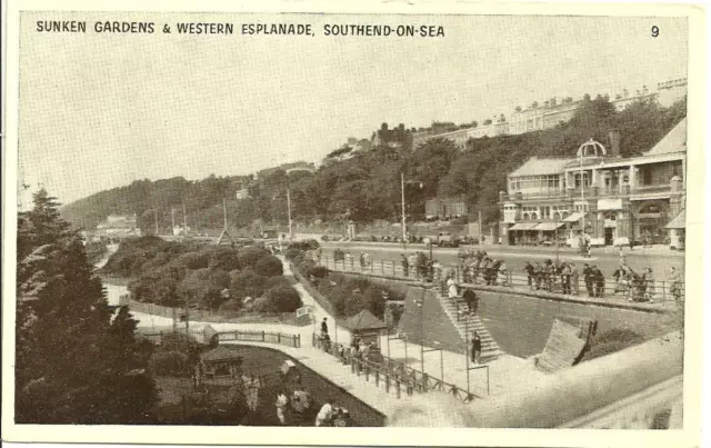 Old Postcard- Sunken Gardens & Children's Playground Western Esplanade, Southend