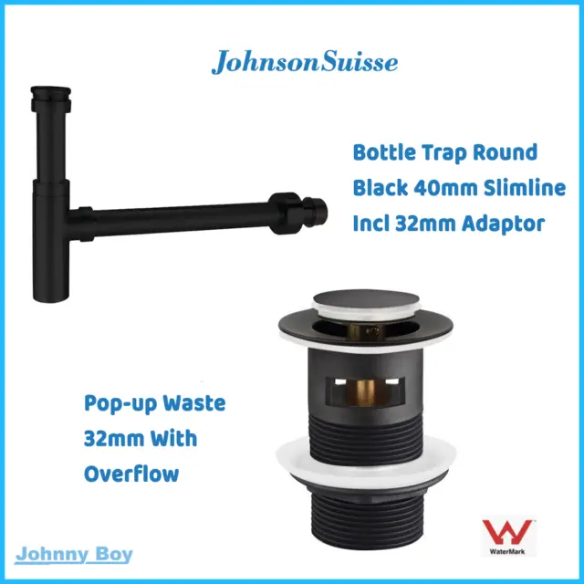JOHNSON SUISSE 32/40mm Basin Bottle Trap & Pop-Up & Waste With overflow PW6B