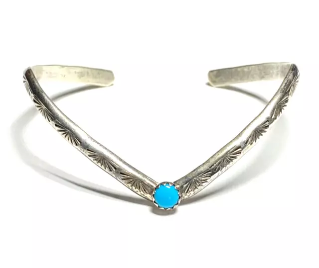 Handmade Southwest Turquoise Sterling Silver Cuff Bracelet Signed DCG (D211)