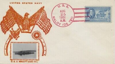Naval cover USS Maloy EDE-791 1951 Gmaehle cachet Crosby