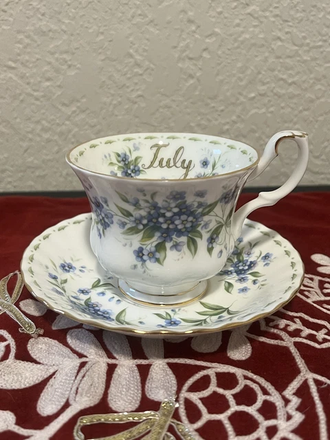 Royal Albert Tea Cup And Saucer Flower Of The Month “July” Forget Me Not