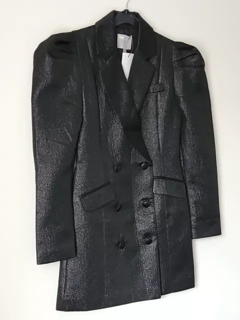 ASOS Blazer Dress - Size Uk 8 Black Mini Shimmer Long sleeve BNWT