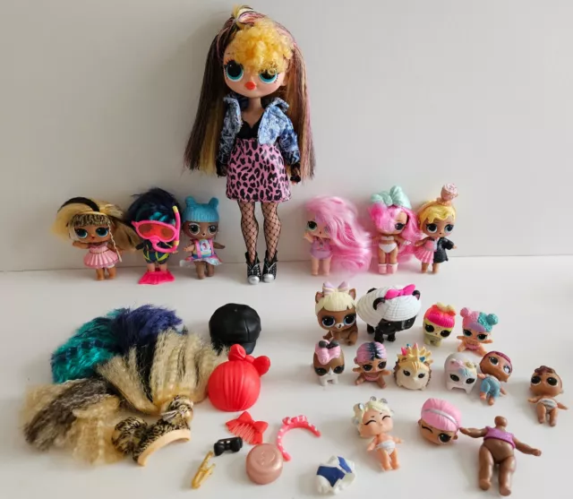 Lol Surprise doll pets lil sister remix pop  wigs accessories bundle lot