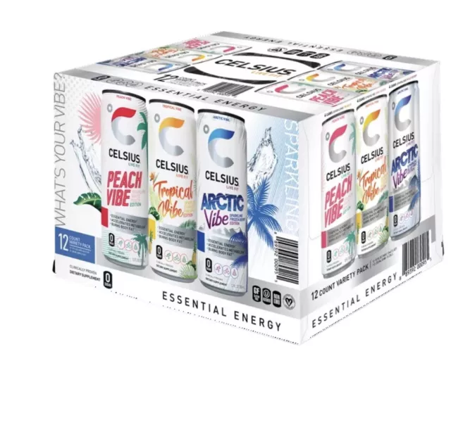 CELSIUS Essential Energy Drink 12 Fl Oz, What’s Your Vibe Variety Pack