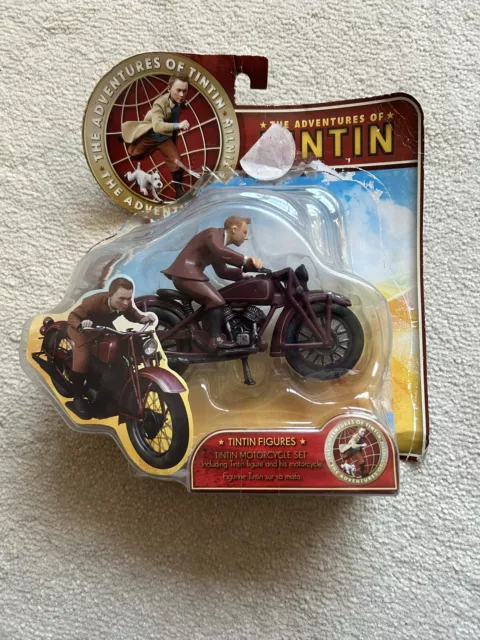 Herge's Adventures Of Tintin Motorcycle Set Plastoy Figure VGC