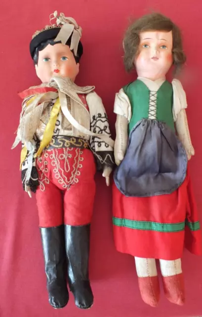 Two Vintage Dolls Of The World - See Description - In Need Of Tlc - 14"